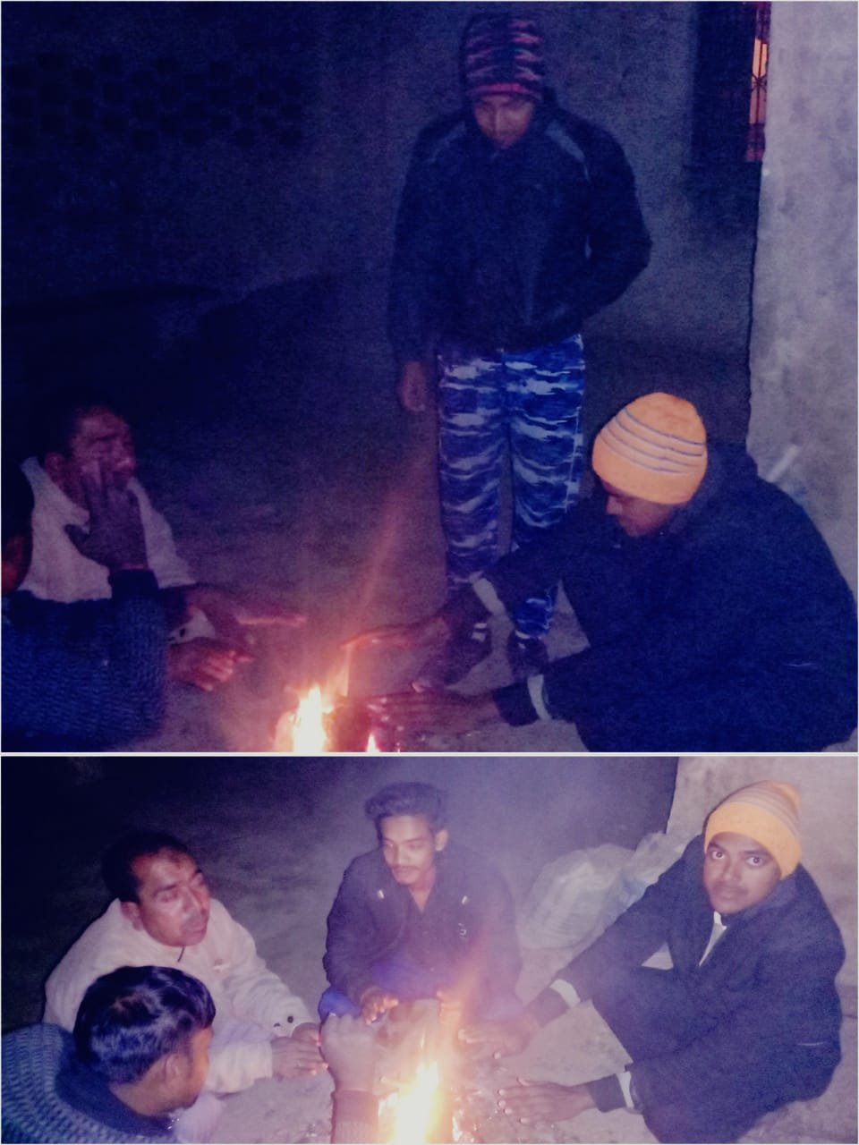 कड़कती सर्दी में अमिलिया कलां में युवाओं ने जलवाए अलाव, लोगो को मिली राहत